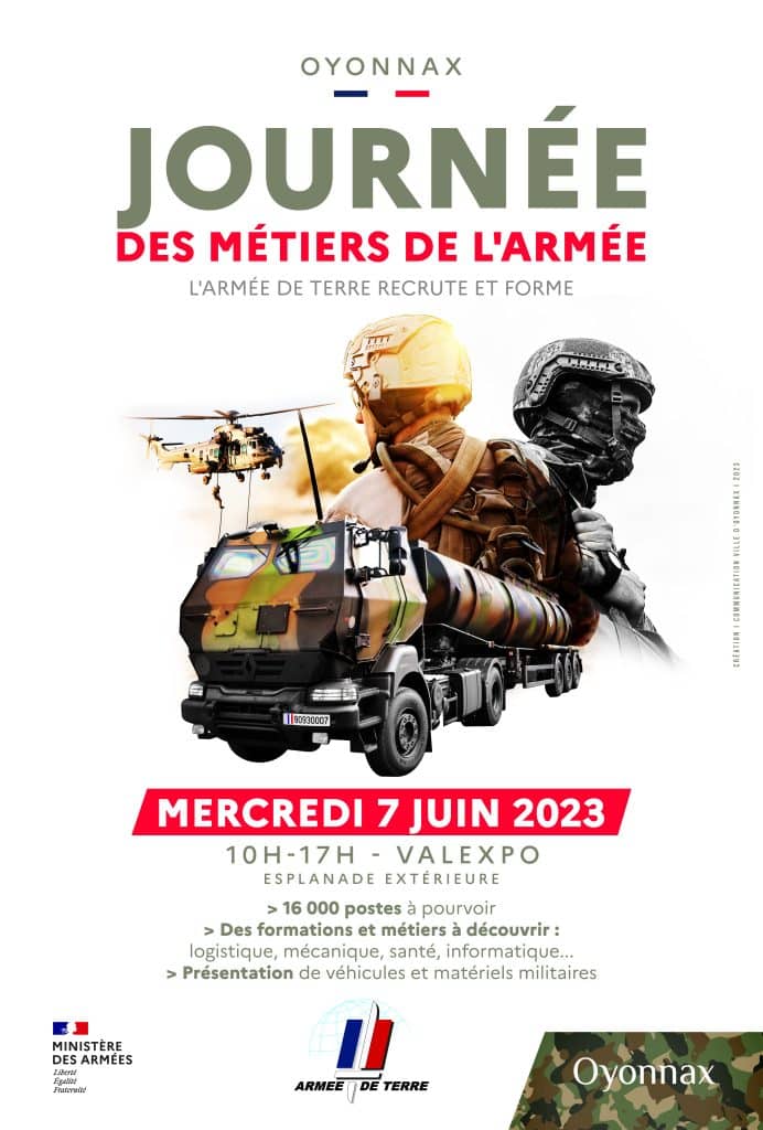 Venez découvrir les métiers de l'armée le mercredi 7 Juin de 10h à 17h à l'esplanade extérieure de Valexpo